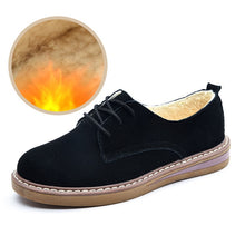 Load image into Gallery viewer, Cow Suede Leather women Flats oxford shoes