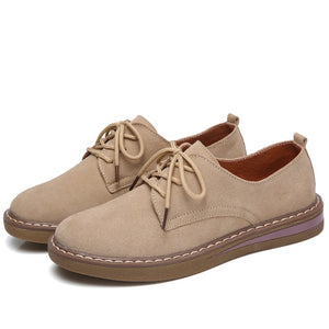 Cow Suede Leather women Flats oxford shoes