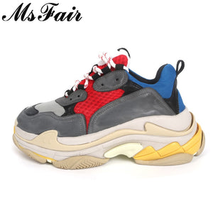 MsFair Women Thick Bottom Flats Sneaker Mixed