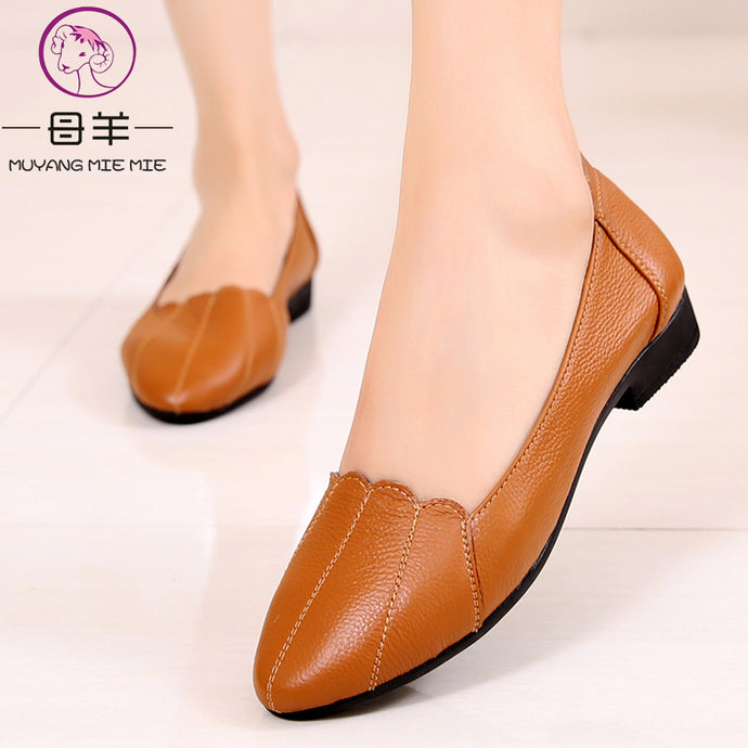 MUYANG MIE MIE Women Shoes Woman Genuine Leather Flat